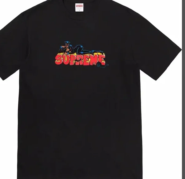 M T-shirt L XL Catwoman Letter and Sleeve 22FW White Short Cartoon Tee Pattern Black Printed S Week 0610